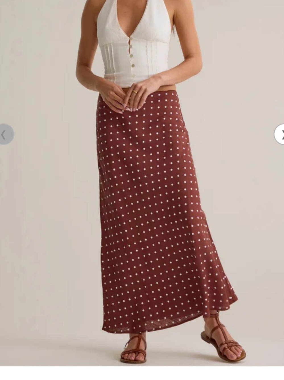 Altar'd State Brown and White Polka Dot Maxi Skirt - Picture 1 of 4